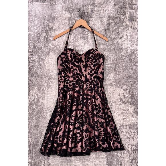 Vintage Betsey Johnson Prom Dress 10 Womens Y2K Lace Overlay Sweetheart Neck - Picture 1 of 8